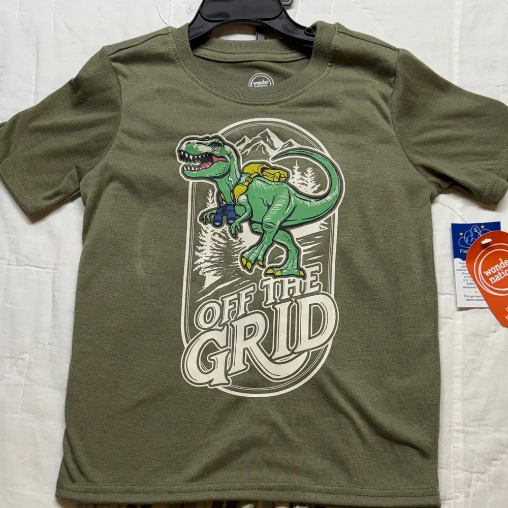 Wonder‎ Nation Boys Off the Grid T-Rex Fleece Pajama Set Size 4/5 NWT